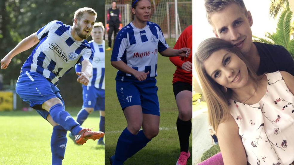 Hermann Ibo Engberts und Saskia Schoormann kicken beide für die Sportfreunde Möhlenwarf. Seit Oktober 2016 sind sie ein Paar. © Collage: Bruins/Born/privat