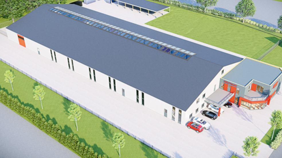 So soll der künftige Firmensitz der Tischlerei Holthaus im GewerbePark Rheiderland aussehen.  © Foto: Ingenieurbüro de Vries