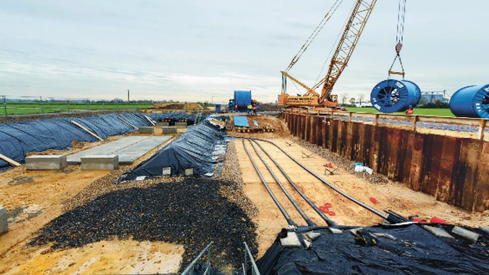 Eine Erdkabelbaustelle von Amprion in Raesfeld im westlichen Münsterland. © Foto: Amprion