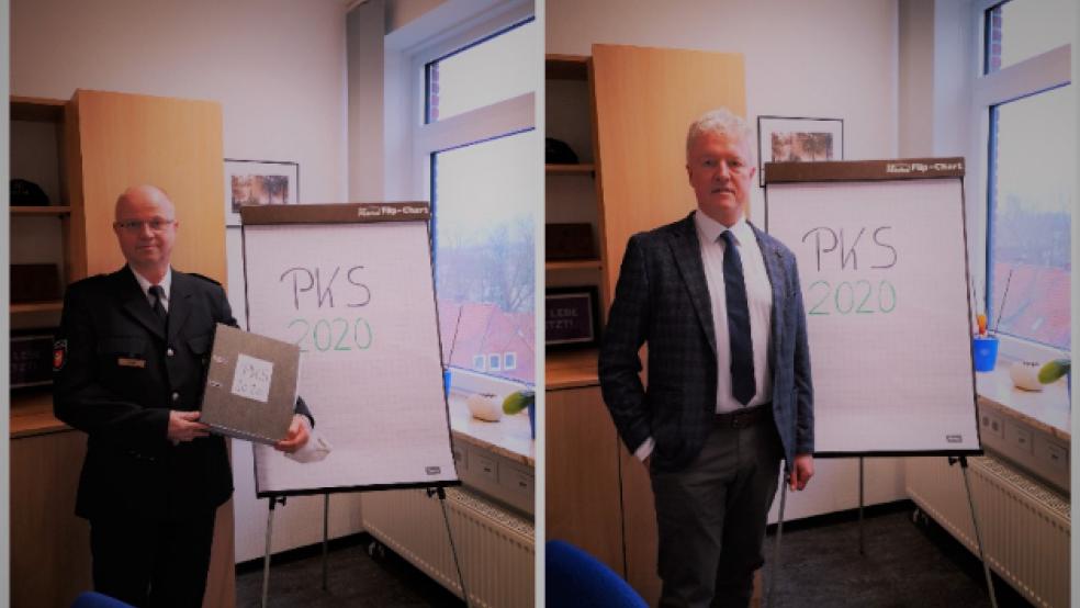Johannes Lind (links) und Thomas Memering bewerten die vorgestellten Zahlen als positiv. © Polizei