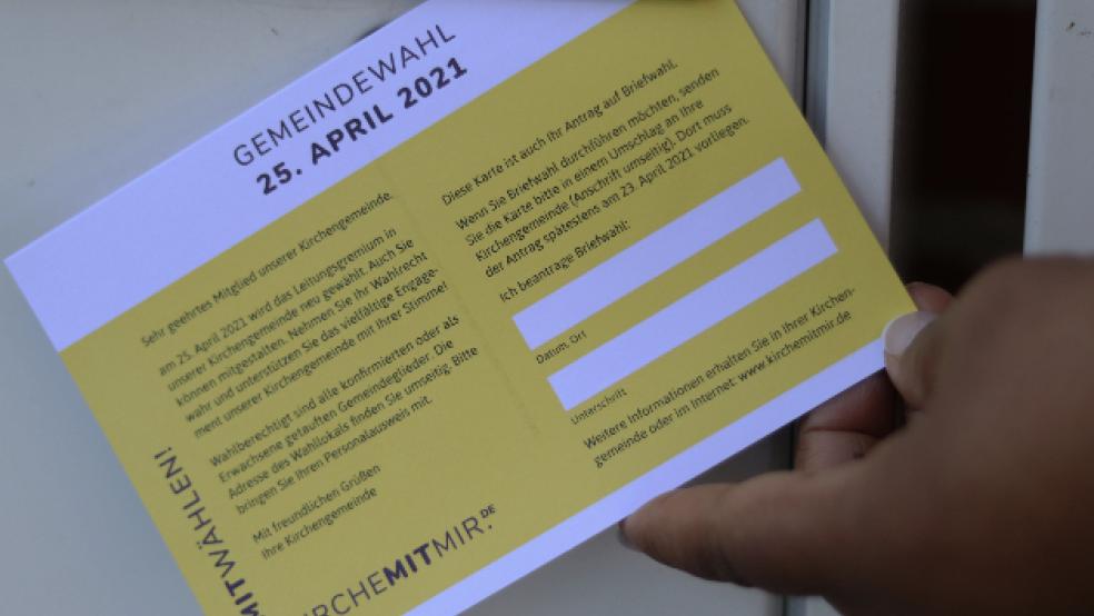 Die Karte mit der Wahlbenachrichtigung kann auch als Antrag für eine Briefwahl genutzt werden Wegen der Corona-Pandemie werden die Wahlberechtigten gebeten, möglichst häufig die Möglichkeit der Briefwahl zu nutzen. © Foto: Reformierte Kirche