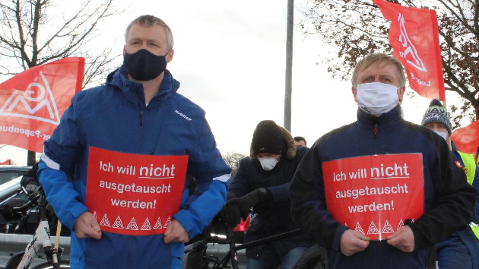 Kampf um die Arbeitsplätze: Dieses Foto entstand im Januar bei einer Kundgebung vor der Meyer Werft.  © Beling