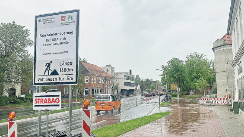 Umfangreiche Sanierungsarbeiten finden auf der B 72 in Aurich ab Montag statt.  © Foto: Recke