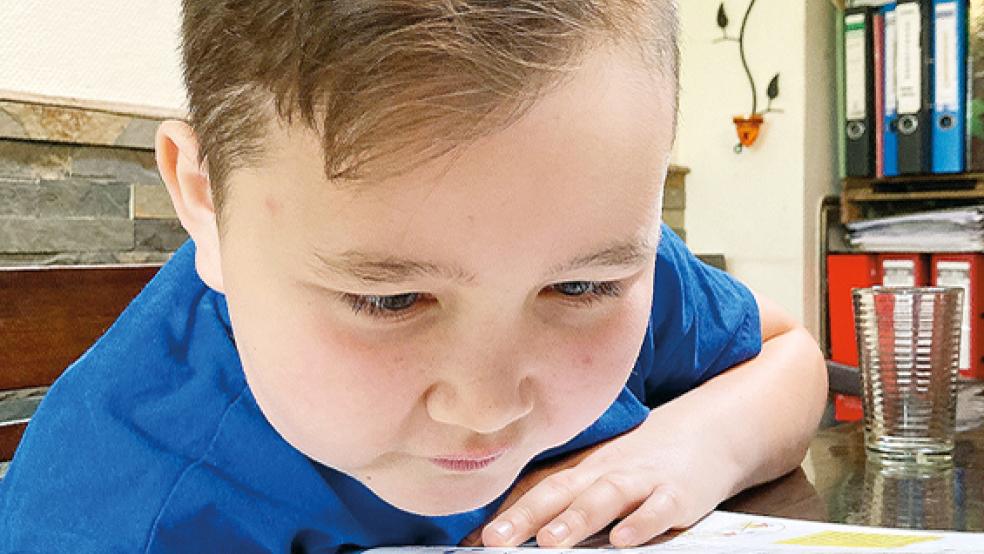 Evan Appeldorn macht die Schule Spaß. In Corona-Zeiten wird aber auch zuhause in Coldam fleißig gebüffelt.  © Foto: Boelmann