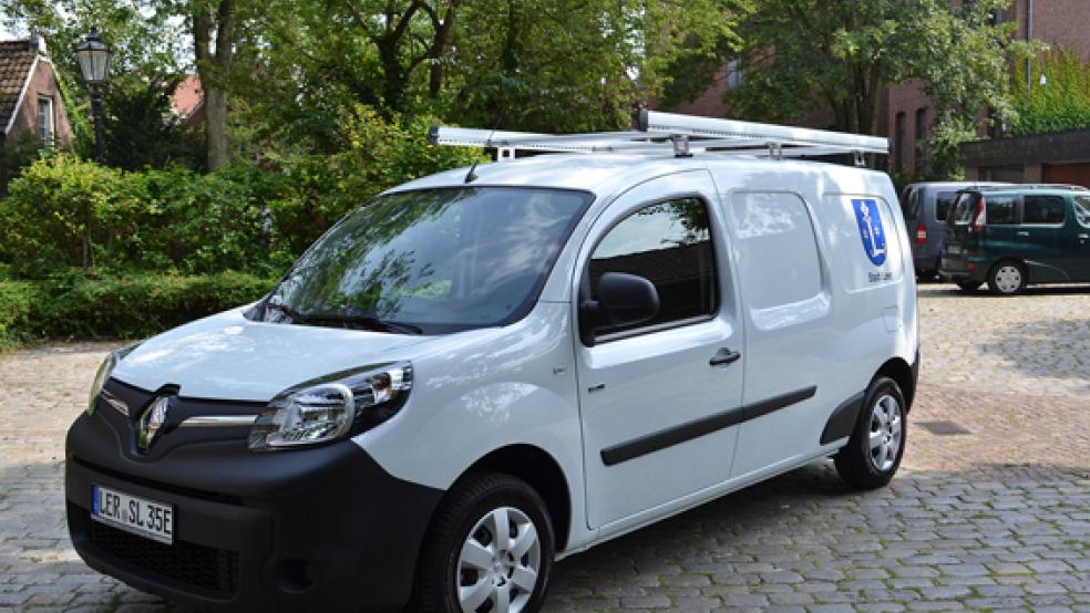 Der neue Renault Kangoo der stadteigenen Kommunalen Wohnungsverwaltung, ein Elektroauto.  © Foto: Stadt Leer