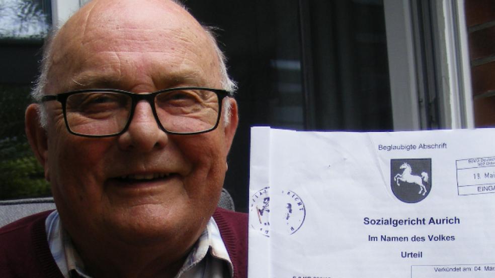 Das Urteil, das Heinz Braun (77) aus Weener am Sozialgericht in Aurich erstritten hat, ist auch für andere deutsche Arbeitnehmer bedeutsam, die Zahlungen aus einer niederländischen Betriebsrente erhalten. © Foto: Szyska