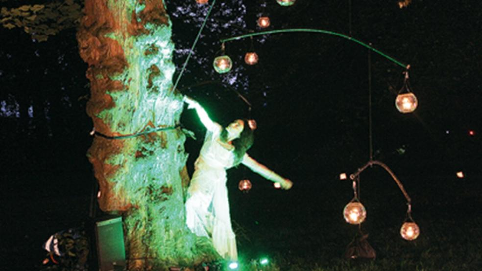 Die Besucher zeigten sich begeistert von den Inszenierungen und den in buntes Licht getauchten Bäumen und Brücken. .  © Foto: Berents