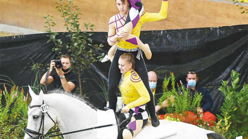 Deutscher Jugendmeister im Gruppenvoltigieren ist das Team Oldenburg mit Longenführer Sven Henze geworden.  © Foto: Gleich