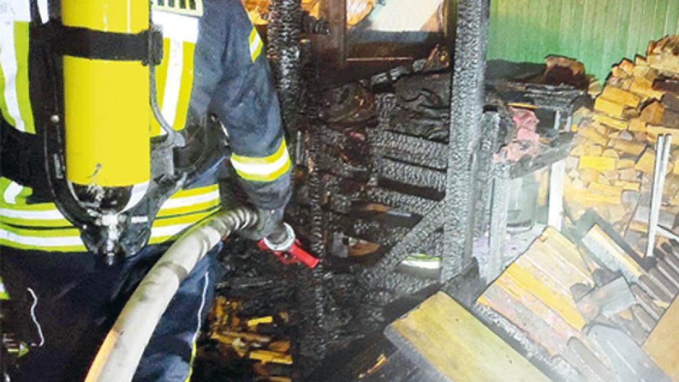 Das Feuer in einem Wirdumer Schuppen richtete im November Sachschaden im fünfstelligen Euro-Bereich an.  © Foto: Feuerwehr