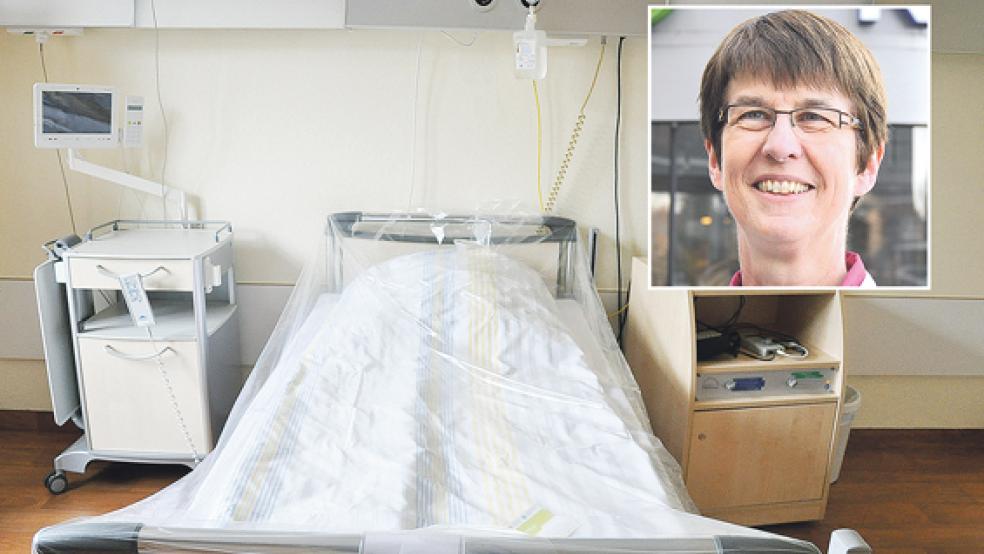 Prof. Dr. Sylvia Kotterba leitet das Schlaflabor des Klinikum Leer. Dort stehen sechs Betten für Untersuchungen zur Verfügung.  © Fotos: Boelmann/Klinikum Leer