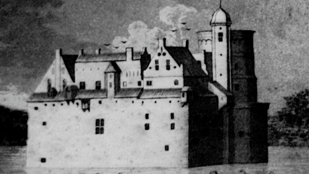 Von 1490 bis zu ihrem Tod 1522 war Almuth Cirksena in der Burg in Greetsiel festgesetzt. © Foto: C.B. Meyer (Druckgrafik)