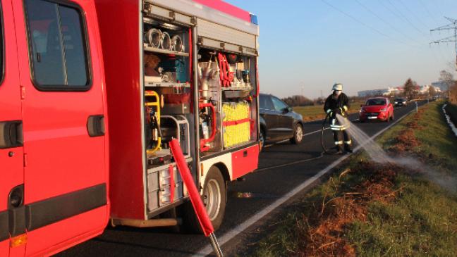 Brand am Straßenrand schnell gelöscht