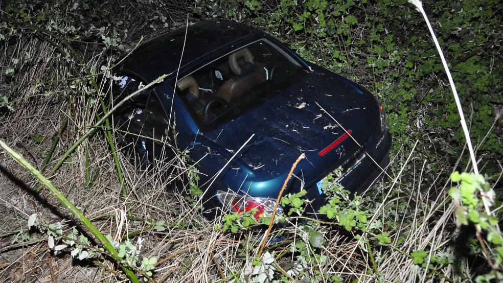 Ein betrunkener 32-Jähriger ist in Weener auf der Flucht vor der Polizei in einen Graben gefahren. © Wolters