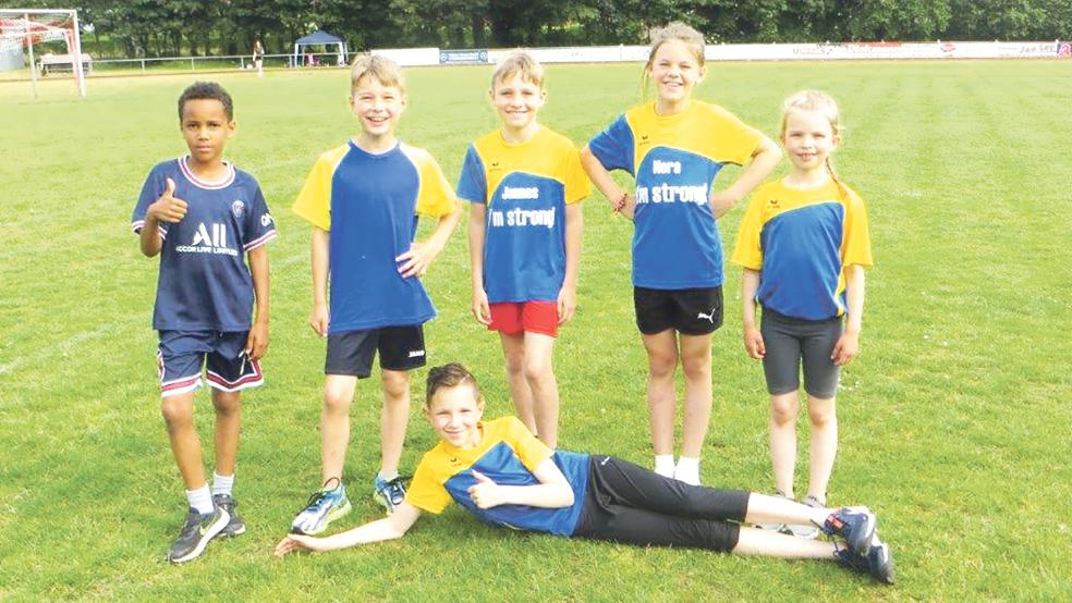 Malan Oltrop (von links), Rayk van der Slyk, Jannes Galitschkin, Nora Wübbena-Mecima, Lea Jansen und Henri Janssen (vorne liegend) begeisterten ihren Trainer mit tollen Leistungen.  © Fotos: privat