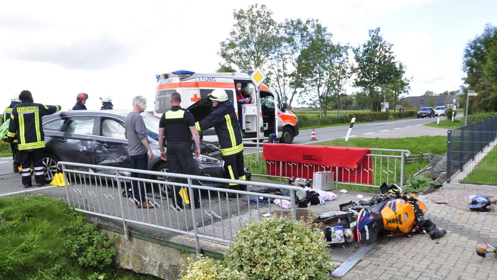 Der Motorrad-Fahrer hatte versucht, das Auto rechts zu überholen. © Wolters