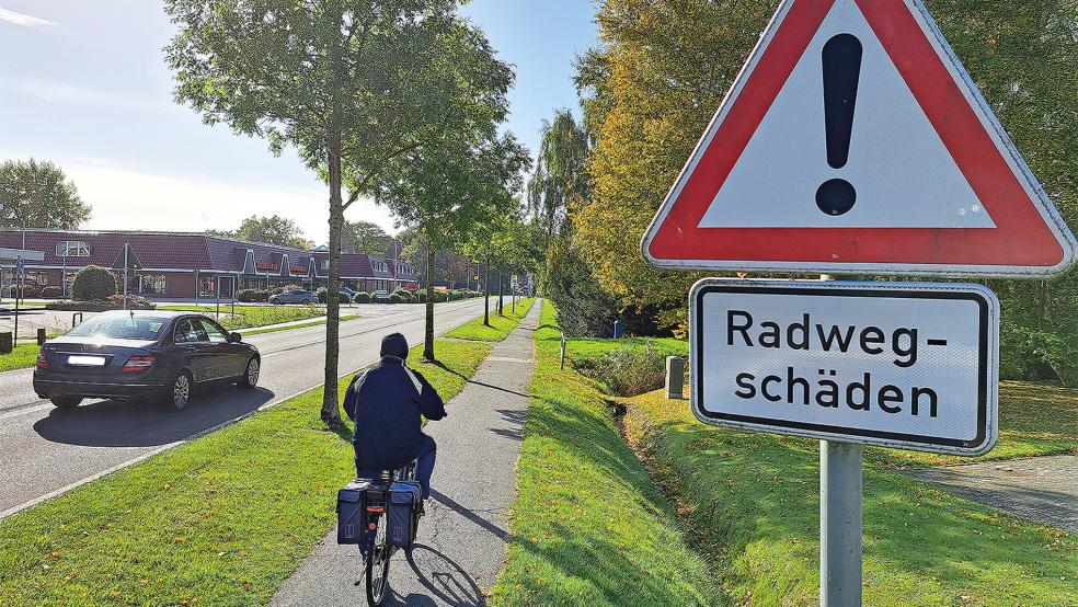 Wegen der ungenehmigten Kabelverlegung wurde die Radweg-Sanierung verschoben.  © Foto: Szyska