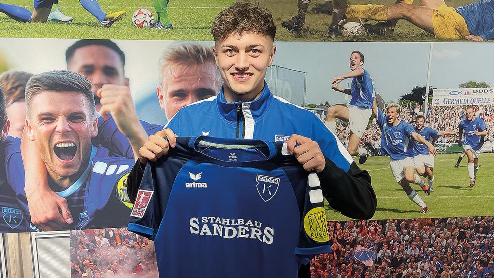 Außenverteidiger Leon Kugland wird für die restliche Saison leihweise das Trikot von Kickers Emden tragen.  © Foto: Kickers Emden