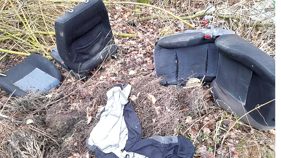 Altöl und Autoteile wie diese Sitze haben Unbekannte am Buschfelder Sieltief einfach entsorgt.  © Leserfoto: Christine Wodke