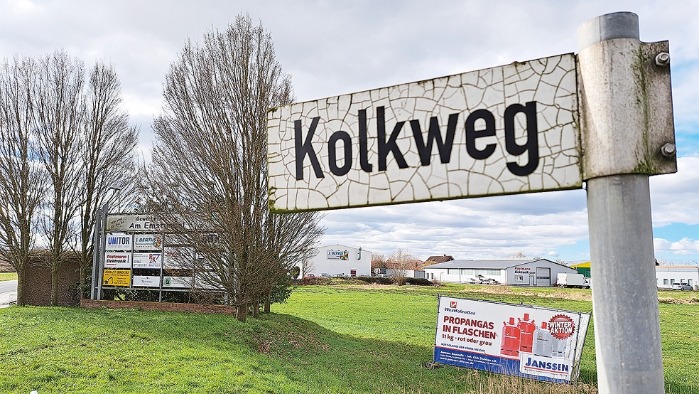 Das Gewerbegebiet am Kolkweg in Soltborg möchte die Gemeinde Jemgum in westlicher Richtung um etwa fünf Hektar erweitern. Das scheitert aktuell aber an den Finanzen.  © Foto: Szyska