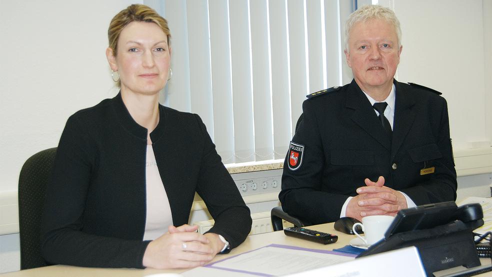 Stellten die Kriminalstatistik am Dienstag der Öffentlichkeit vor: Angelika Grüter, Leiterin des Zentralen Kriminaldienstes, und Inspektionsleiter Thomas Memering.  © Foto: Hoegen