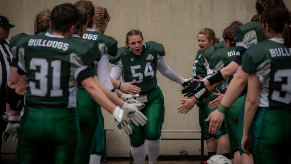 Friederike Ostendorp (Nummer 54) spielt in der Regionalliga für die Bielefeld Bulldogs und wurde nun für die deutsche Nationalmannschaft nominiert. © privat