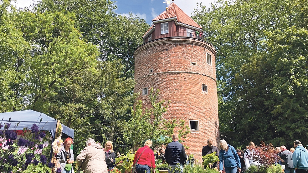 Im Schatten des alten Burgturms von Stickhausen sollen Gartenfreunde wieder auf ihre Kosten kommen.  © Foto: privat