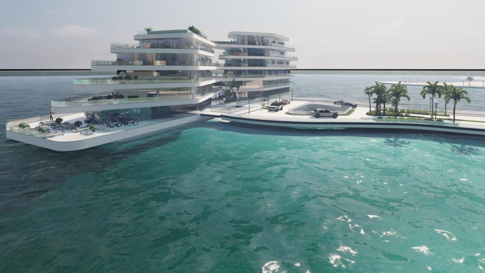 Mit einer solchen Visualisierung hatte die Papenburger Meyer-Gruppe im März 2022 das Joint Venture "Meyer Floating Solutions" mit der Firma Admares Marine verkündet. © Meyer Floating Solutions