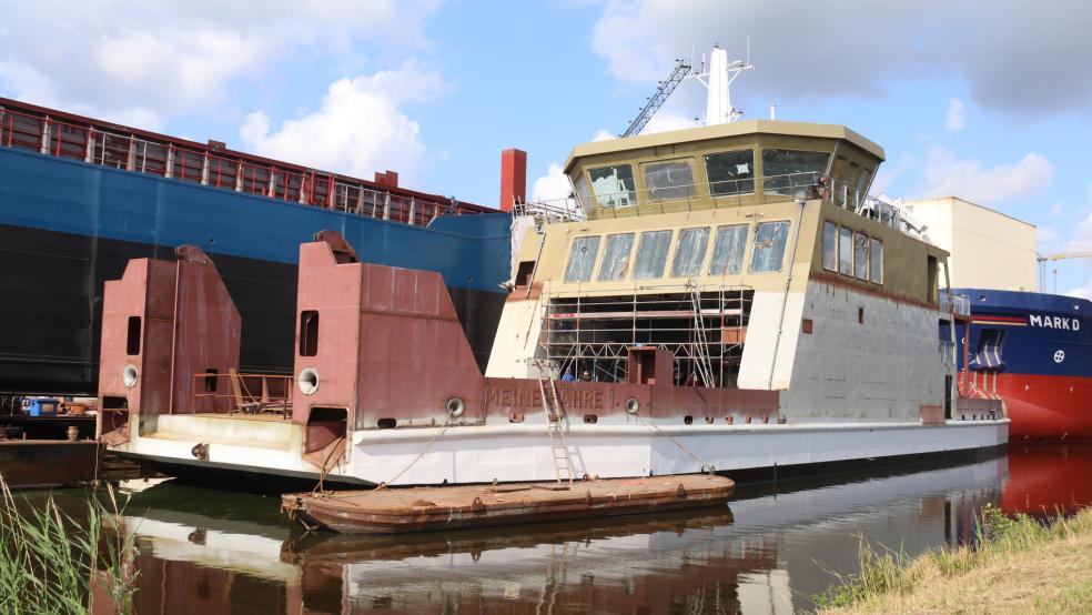 Die neue Fähre »Meine Fähre 1« liegt an einer Werft in Groningen. Die ostfriesische Urlaubsinsel Norderney soll schon bald mit einer weiteren, täglichen Fährverbindung angesteuert werden. Die Reederei »Meine Fähre« will mit dem neuen Angebot eine Lücke schließen. © Bartels/dpa