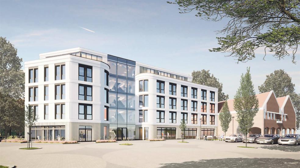 So soll das »Gesundheidshuus« in Warsingsfehn nach Entwürfen auf dem digitalen Reißbrett aussehen.  © Graphik: Real Immobilien