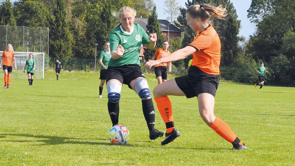 Die SG Leer 04/Bingum um Milena Smidt erkämpften sich gegen den Tabellendritten TuS Leerhafe/Hovel den ersten Punkt in dieser Saison.  © Foto: Ammermann