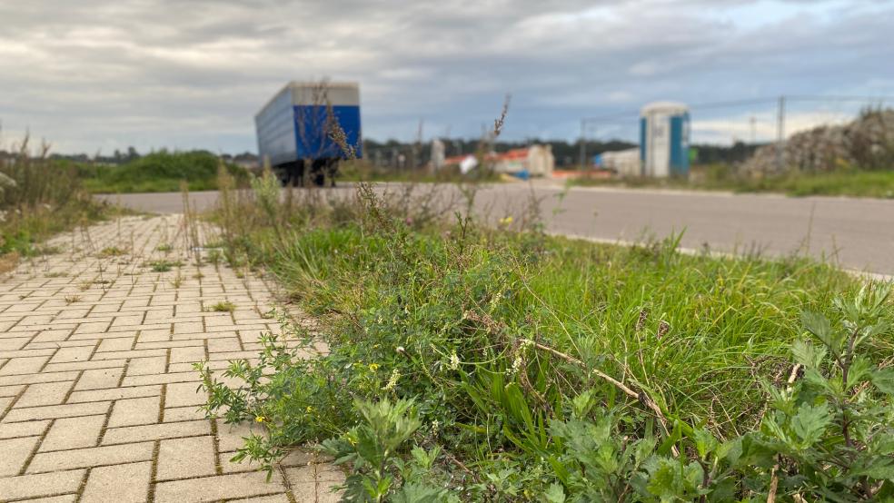Der Weg zum künftigen Millionenprojekt ist noch etwas verbesserungswürdig. Aber im Gewerbegebiet an der Industriestraße in Weener soll ein Batteriespeicher entstehen. © Hanken