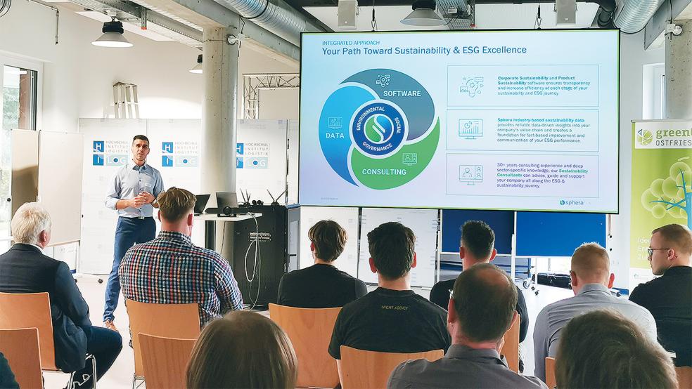 Joshua Morshead von der Firma Sphera war einer der Referenten der greentech-Veranstaltung im HUB.  © Foto: Hochschule Emden/Leer