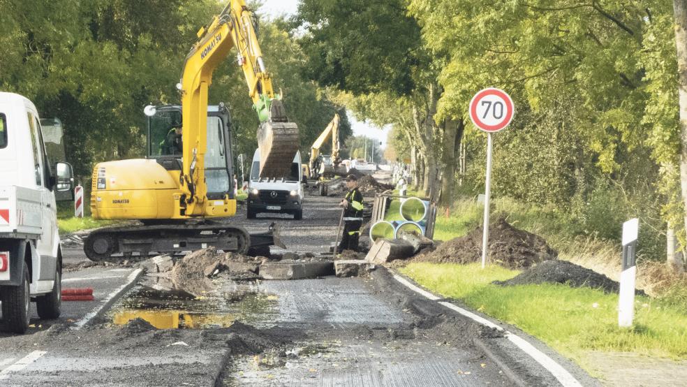 In weiter Ferne, so nah: Die Score-Tankstelle an der Weenerstraße 42 ist aufgrund der Bauarbeiten (Foto) vom Kundenverkehr abgenabelt.  © Archivfoto: Hanken