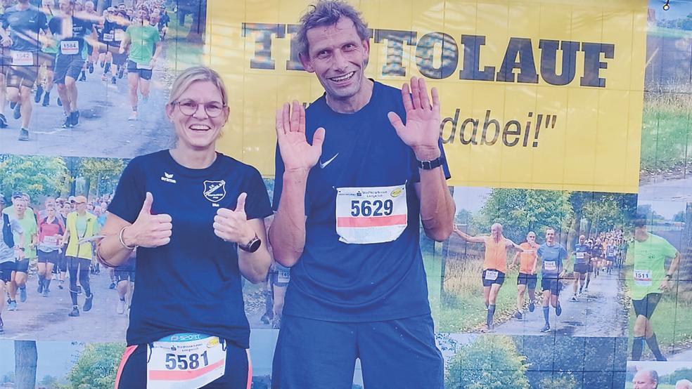 Ilka Schmidt und Dieter Sanders waren nach dem Lauf glücklich, die Strecke geschafft zu haben.  © Foto: privat