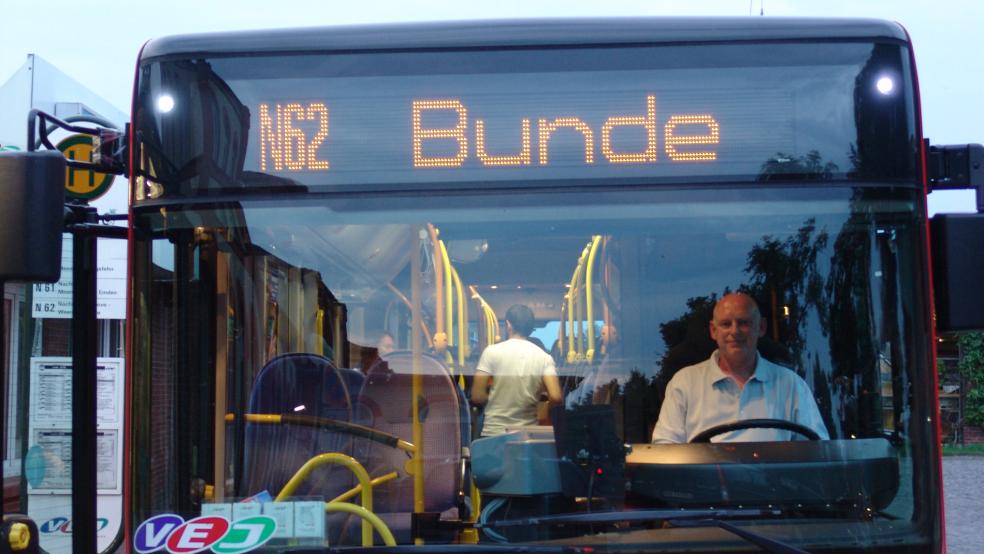Die Linie N62 der "Nachteule" fährt bis Ende dieses Jahres nicht mehr. Der Landkreis Leer begründet das mit Personalmangel. © Archiv