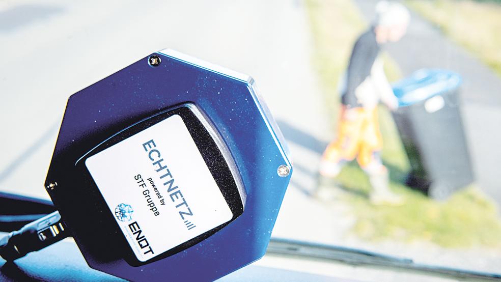Sensoren auf dem Armaturenbrett eines Müllfahrzeuges maßen die Abdeckung des Mobilfunknetzes.  © Symbolfoto: dpa