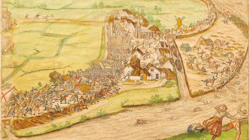 Dieses Bildnis der »Schlacht von Jemgum« dient zur Illustration zur Herkunft der Redewendung, die besagt, dass einem etwas »spanisch vorkommt«.  © Abbildung: Sammlung Landesmuseum Emden