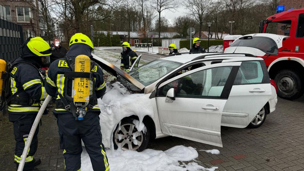 Feuerwehrleute konnten die Flammen wenige Minuten nach dem Eintreffen endgültig ersticken. © Feuerwehr