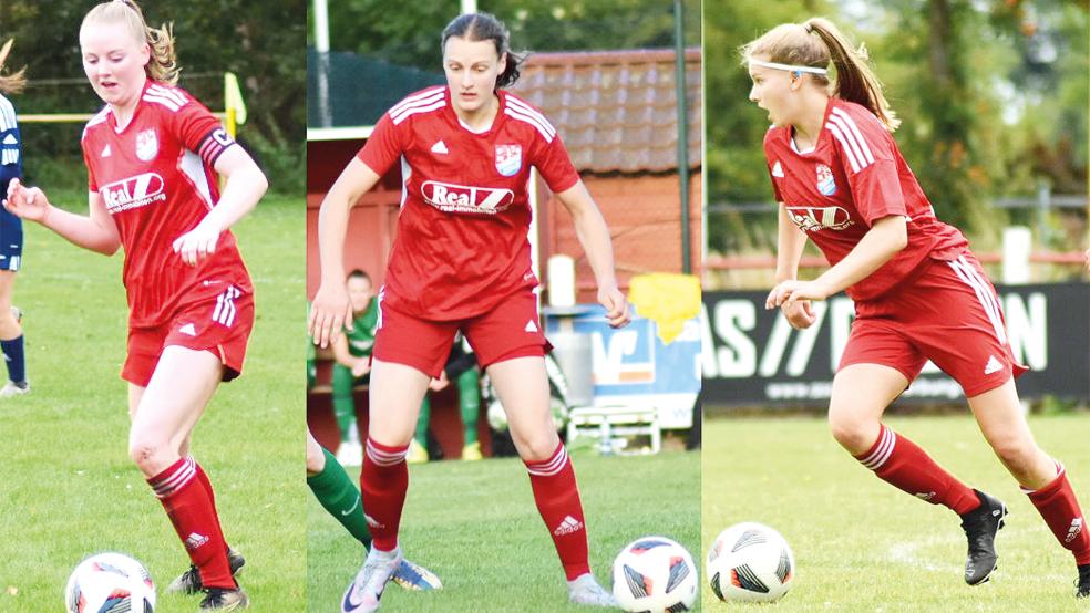 Lea Siemens (von links), Fenna Borde und Lina Wallbaum. bleiben dem SV TiMoNo erhalten. Alle drei kommen aus dem Rheiderland.  © Collage: Born/Fotos: Koppelkamm 