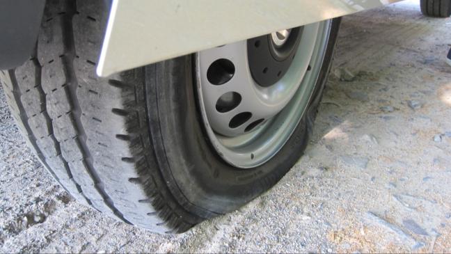 Mit plattem Reifen unterwegs