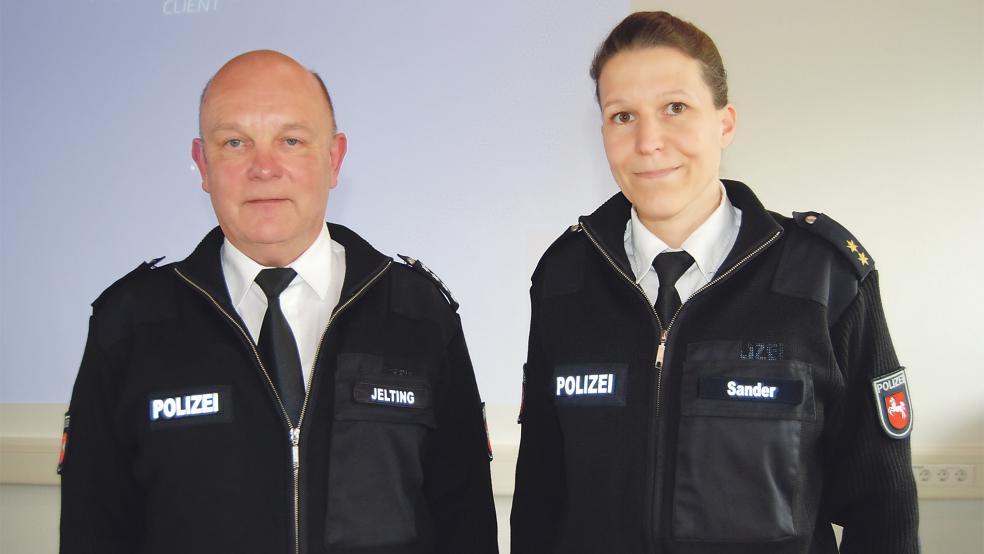 Günter Jelting, Leiter Einsatz und Verkehr, und die stellvertretende Inspektionsleiterin Frida Sanders stellten gestern die Verkehrsstatistik für 2023 vor.  © Foto: Hoegen