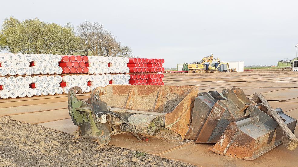 In Landschaftspolder wurde ein Lagerplatz für den Bau der Kabeltrasse eingerichtet.  © Foto: Berents