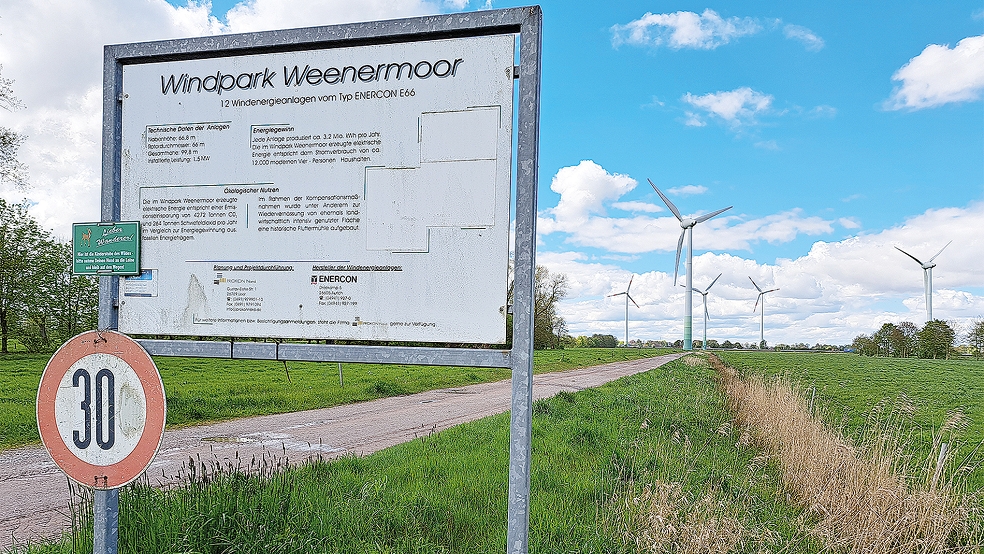 Im Windpark Weenermoor sollen die kreisweit höchsten Anlagen aufgestellt werden.  © Foto: Szyska