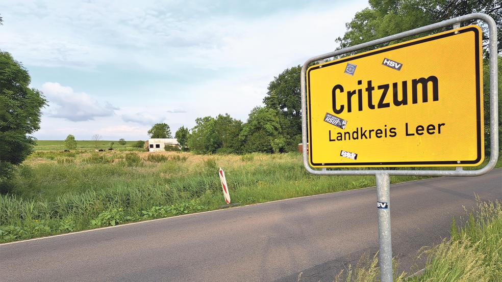 Das gut 3000 Quadratmeter große Grundstück liegt am Ortsausgang in Richtung Coldeborg auf der rechten Seite zwischen dem Emsdeich (im Hintergrund) und der Landesstraße 15.  © Foto: Szyska