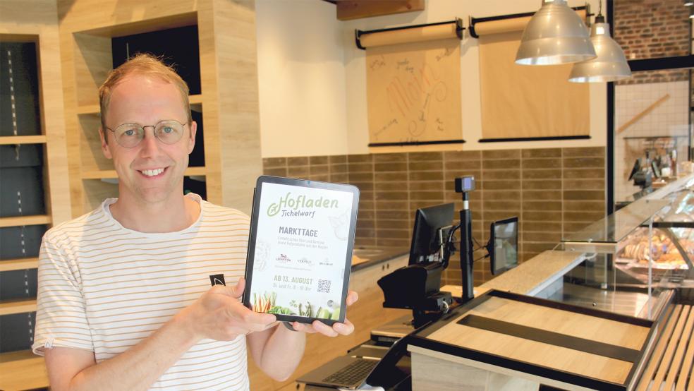 Stefan Burlager eröffnet im »Tichelmarkt« einen neuen Hofladen, der zweimal die Woche öffnen wird.  © Foto: Busemann