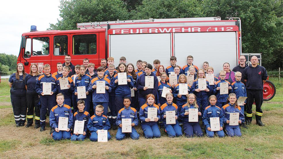 Auch die Teilnehmer aus Weener, unser Foto, genießen das Stadtzeltlager der Feuerwehr in Haselünne.  © Foto: Feuerwehr (Rand)