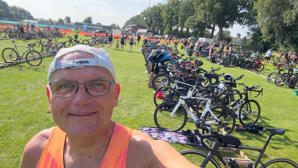 Andreas Broschinski wagte sich an den 24. Rheiner Channel Triathlon. © privat