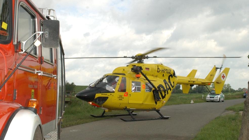 Mit einem Rettungshubschrauber, hier ein Symbolfoto, wurde eine 49-Jährige nach einem schweren Unfall heute in eine Klinik transportiert. © Feuerwehr