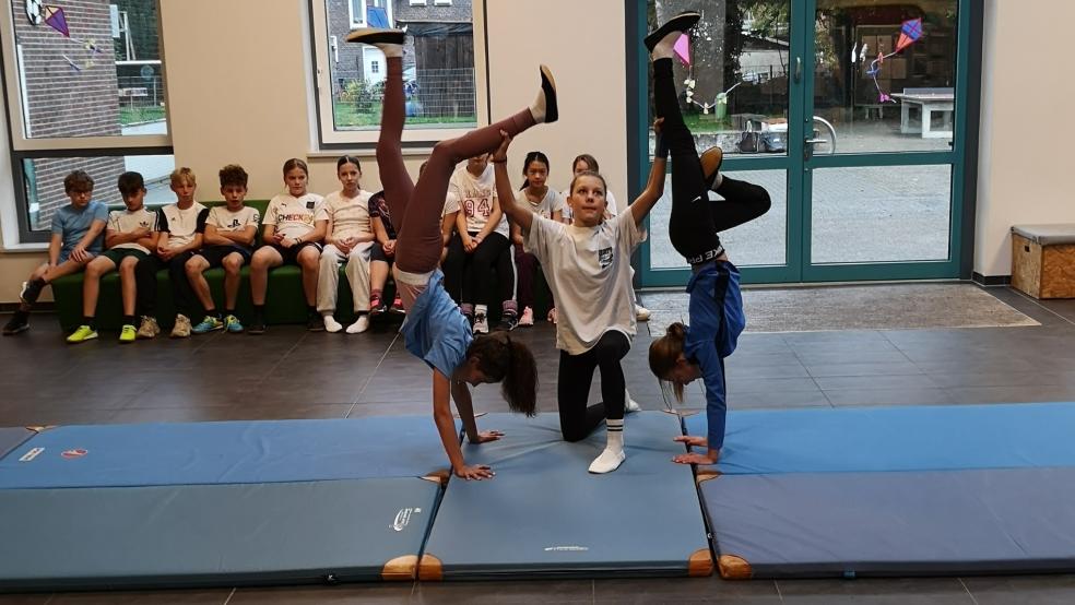 Bei der Verleihung führten Schülerinnen und Schüler eine kleine Turnshow auf - mit Turn- und Tanzakrobatik. © privat