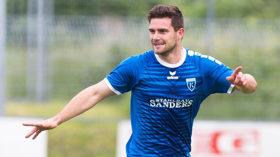 Der werdende Vater Tido Steffens erzielte zwei Treffer für Kickers Emden.  © Foto: Archiv